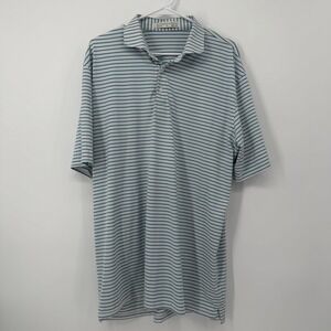Holderness & Bourne Polo Shirt XL Blue Striped Pinnacl Golf Performance Tailored